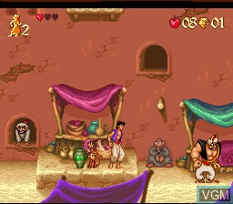 In-game screen of the game Aladdin on Nintendo Super NES