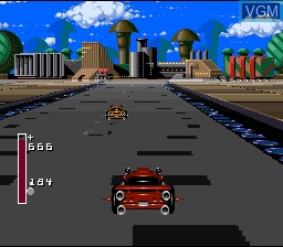 In-game screen of the game Battle Cars on Nintendo Super NES