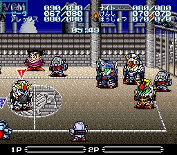 In-game screen of the game Battle Dodge Ball on Nintendo Super NES
