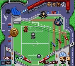 In-game screen of the game Battle Pinball on Nintendo Super NES