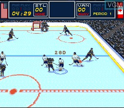 In-game screen of the game Brett Hull Hockey 95 on Nintendo Super NES