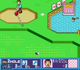 In-game screen of the game Golf Daisuki! - Out of Bounds Club on Nintendo Super NES