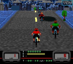 In-game screen of the game Cannondale Cup on Nintendo Super NES