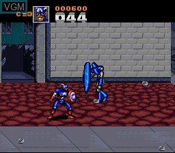 In-game screen of the game Captain America and the Avengers on Nintendo Super NES