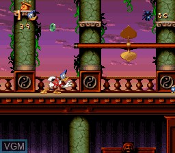In-game screen of the game Donald in Maui Mallard on Nintendo Super NES
