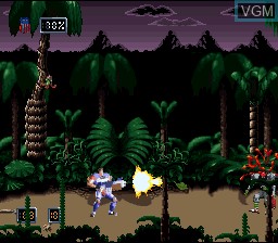 In-game screen of the game Doom Troopers on Nintendo Super NES