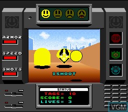 In-game screen of the game Faceball 2000 on Nintendo Super NES