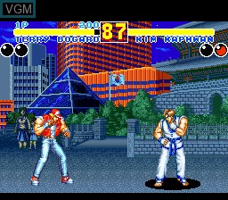 In-game screen of the game Fatal Fury 2 on Nintendo Super NES