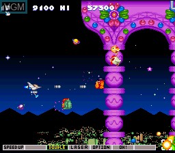 In-game screen of the game Gokujou Parodius on Nintendo Super NES