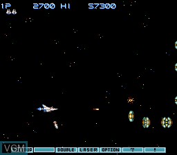 In-game screen of the game Gradius III on Nintendo Super NES