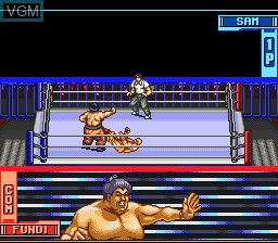 In-game screen of the game HammerLock Wrestling on Nintendo Super NES