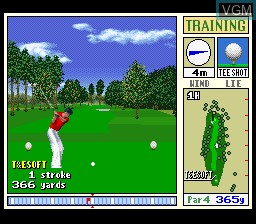 In-game screen of the game New 3D Golf Simulation - Harukanaru Augusta on Nintendo Super NES