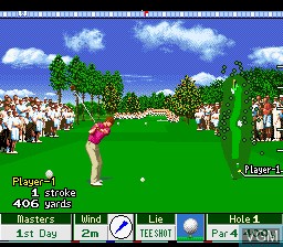 In-game screen of the game Masters - Harukanaru Augusta 2 on Nintendo Super NES