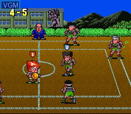 In-game screen of the game Honoo no Doukyuuji - Dodge Danpei on Nintendo Super NES