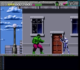 In-game screen of the game Incredible Hulk, The on Nintendo Super NES