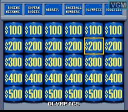 In-game screen of the game Jeopardy! Sports Edition on Nintendo Super NES