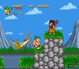 In-game screen of the game Joe & Mac on Nintendo Super NES