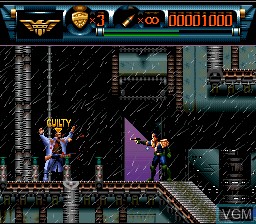 In-game screen of the game Judge Dredd on Nintendo Super NES