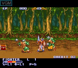 In-game screen of the game King of Dragons on Nintendo Super NES