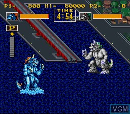 In-game screen of the game King of the Monsters on Nintendo Super NES