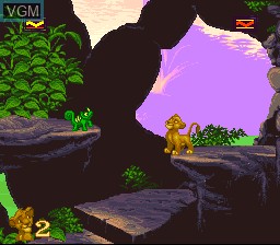 In-game screen of the game Lion King, The on Nintendo Super NES