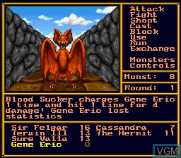 In-game screen of the game Might and Magic II on Nintendo Super NES