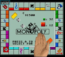 In-game screen of the game Monopoly on Nintendo Super NES