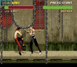 In-game screen of the game Mortal Kombat II on Nintendo Super NES