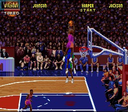 In-game screen of the game NBA Jam on Nintendo Super NES