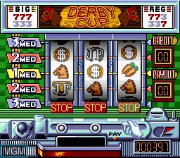 In-game screen of the game Pachi-Slot Land - Pachi Pachi Coin no Densetsu on Nintendo Super NES