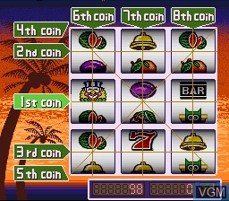 In-game screen of the game Pachi-Slot Gambler on Nintendo Super NES