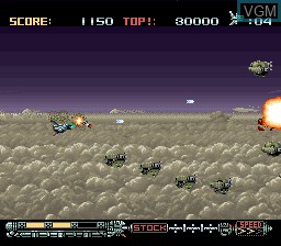 In-game screen of the game Phalanx on Nintendo Super NES