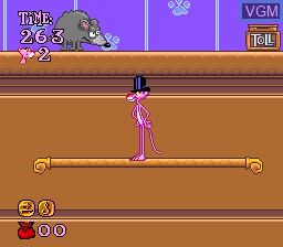 In-game screen of the game Pink Goes to Hollywood on Nintendo Super NES