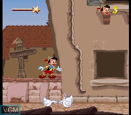 In-game screen of the game Pinocchio on Nintendo Super NES