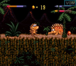 In-game screen of the game Radical Rex on Nintendo Super NES