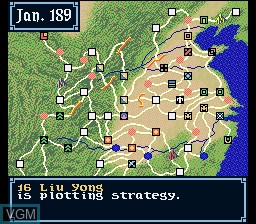 In-game screen of the game Romance of the Three Kingdoms III - Dragon of Destiny on Nintendo Super NES