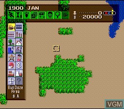 In-game screen of the game SimCity on Nintendo Super NES