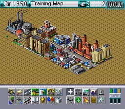 In-game screen of the game SimCity 2000 on Nintendo Super NES