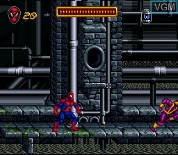 In-game screen of the game Spider-Man on Nintendo Super NES