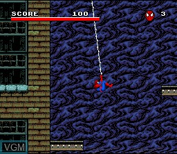 In-game screen of the game Spider-Man and the X-Men - Arcade's Revenge on Nintendo Super NES