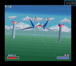 In-game screen of the game Star Fox on Nintendo Super NES