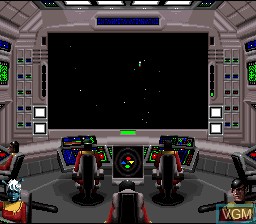 In-game screen of the game Star Trek - Starfleet Academy Starship Bridge Simulator on Nintendo Super NES