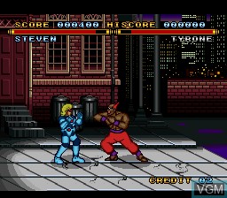 In-game screen of the game Street Combat on Nintendo Super NES