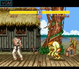 In-game screen of the game Street Fighter II on Nintendo Super NES