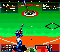 In-game screen of the game 2020 Super Baseball on Nintendo Super NES