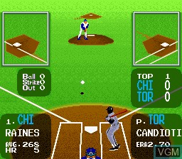 In-game screen of the game Super Batter Up on Nintendo Super NES