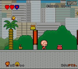 In-game screen of the game Super Bonk on Nintendo Super NES