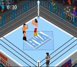 In-game screen of the game Super Fire ProWrestling on Nintendo Super NES