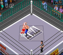 In-game screen of the game Super Fire ProWrestling 3 EasyType on Nintendo Super NES