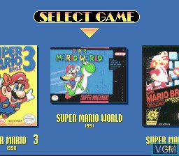 In-game screen of the game Super Mario All-Stars and Super Mario World on Nintendo Super NES